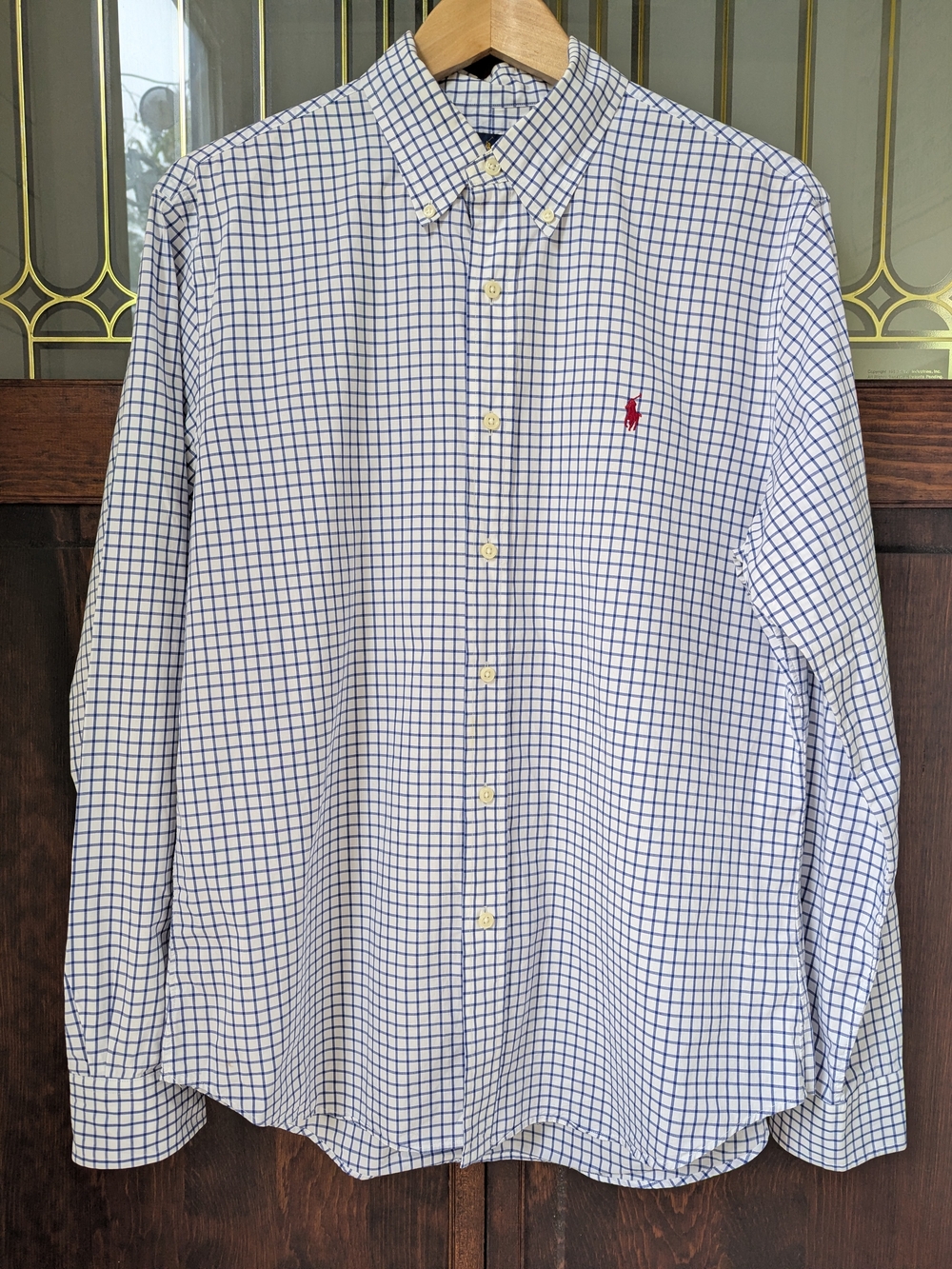 Ralph Lauren Men’s Blue Windowpane Button-Down Shirt